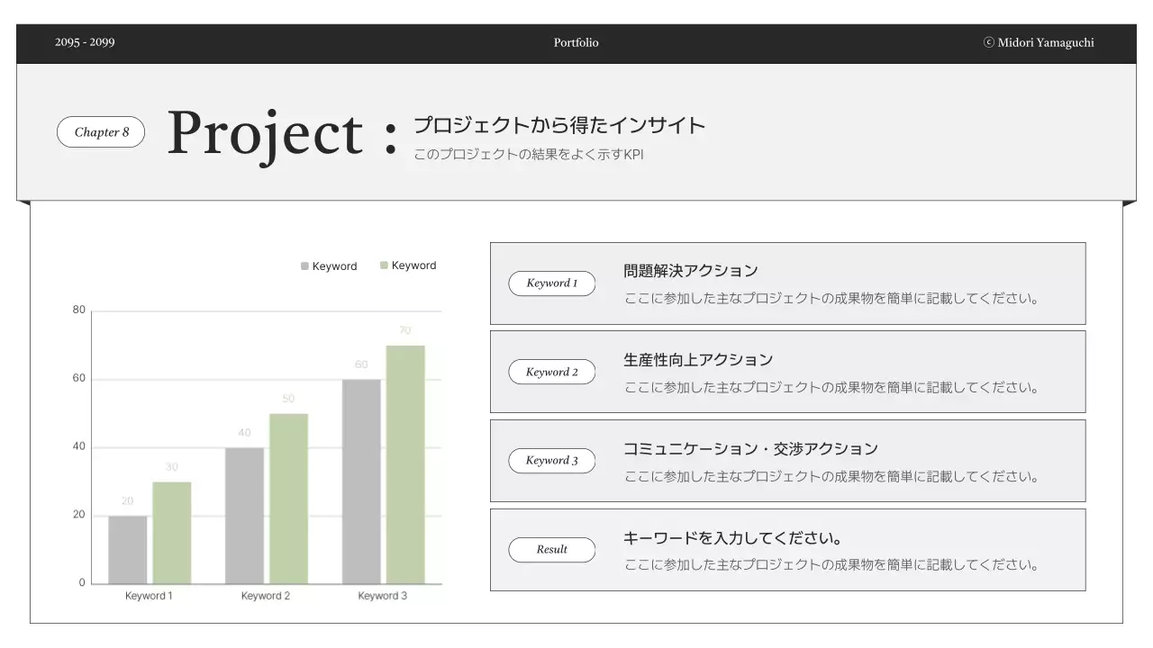 白黒 シンプル ポートフォリオ プロフィール