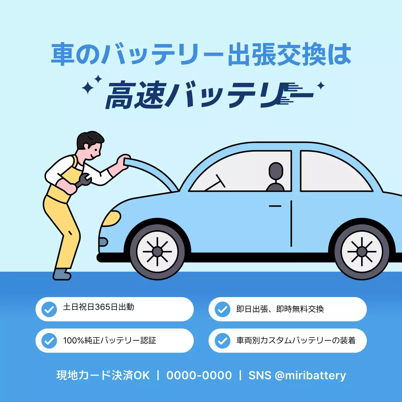 青 シンプル 自動車 ポスター