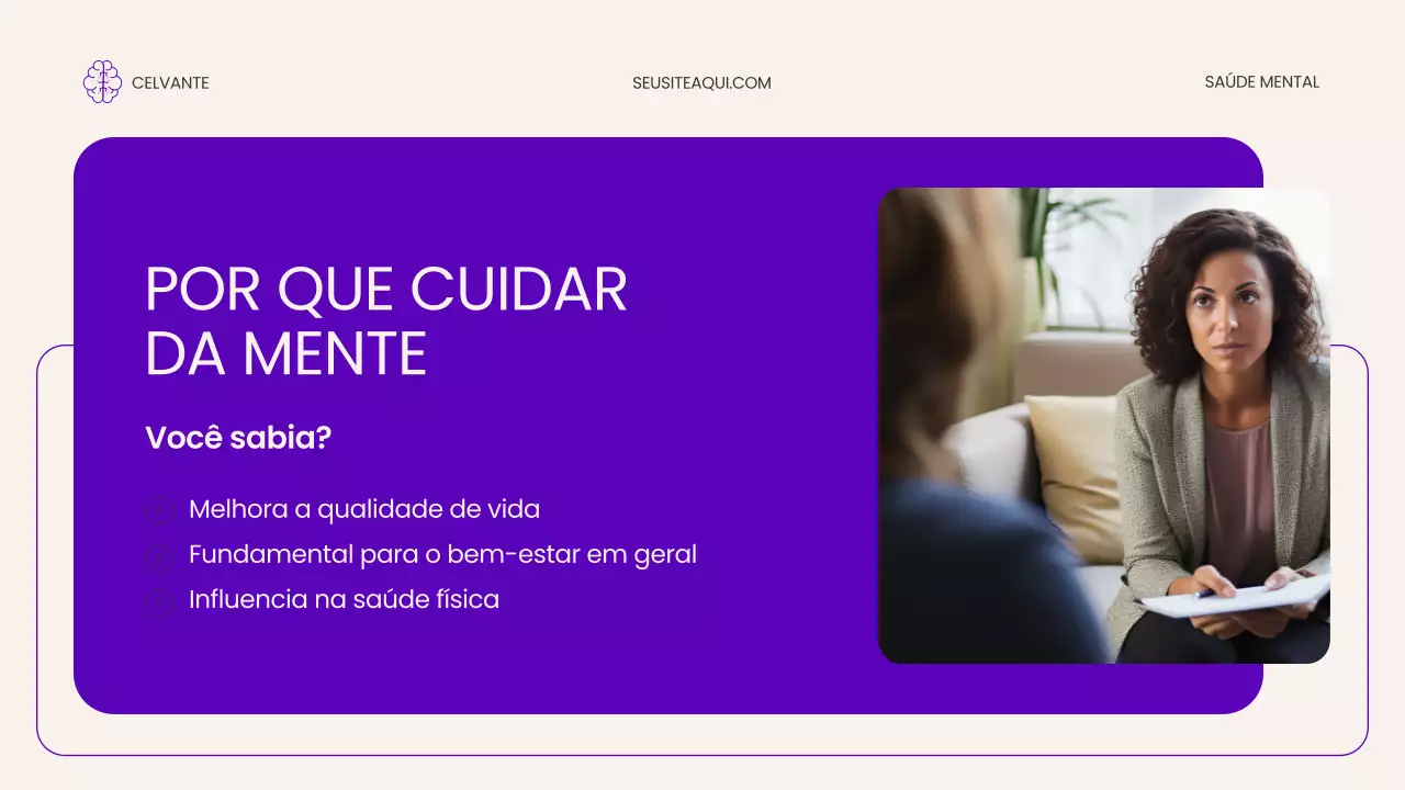 Apresentação de Promoção da Saúde Mental Moderna Roxa