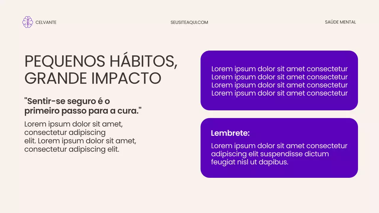 Apresentação de Promoção da Saúde Mental Moderna Roxa