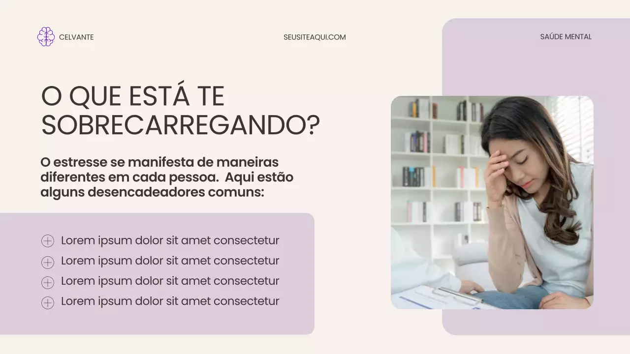 Apresentação de Promoção da Saúde Mental Moderna Roxa