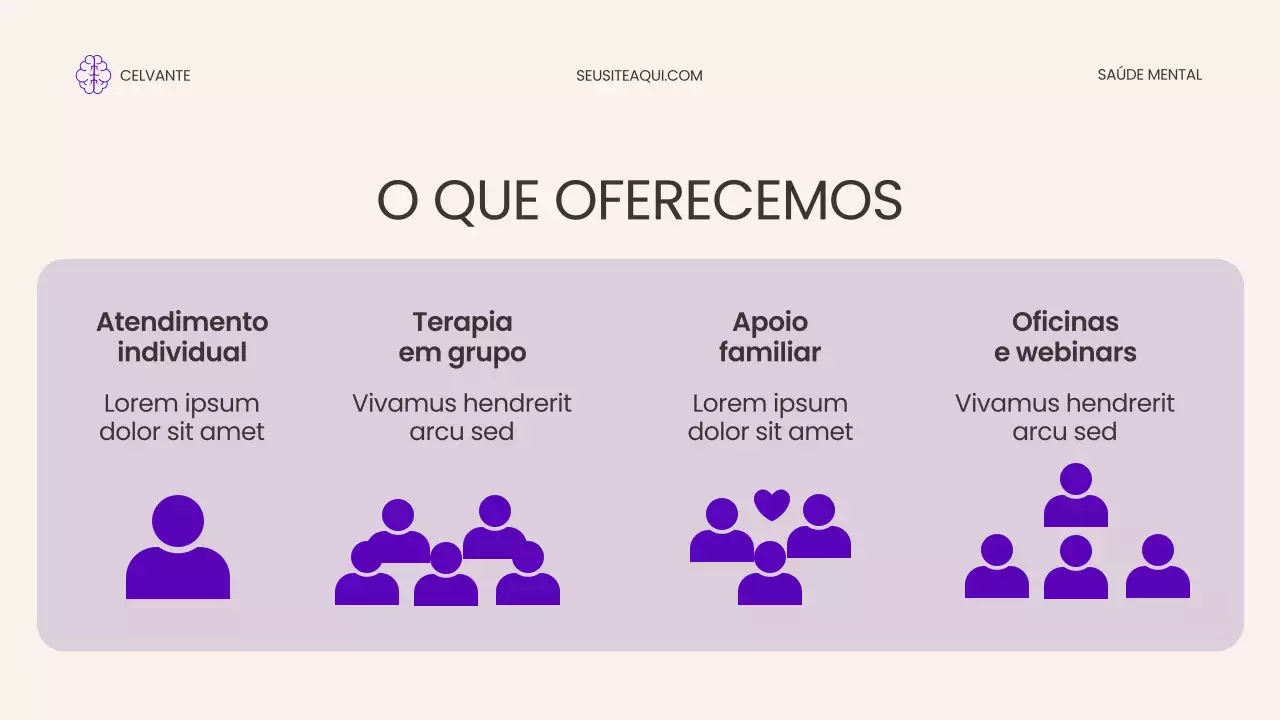 Apresentação de Promoção da Saúde Mental Moderna Roxa