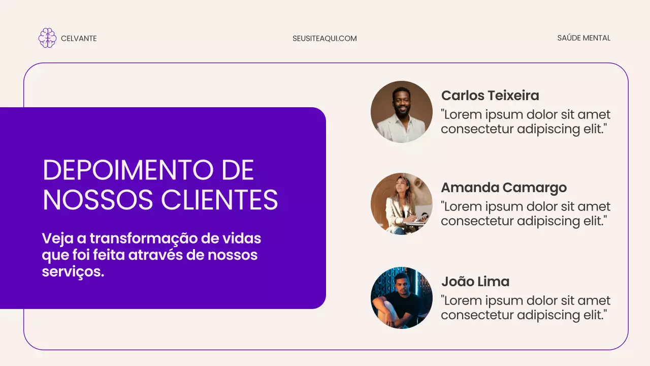 Apresentação de Promoção da Saúde Mental Moderna Roxa