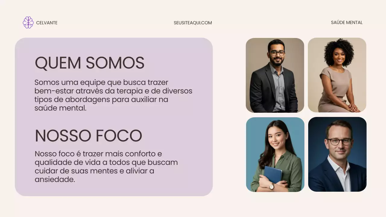 Apresentação de Promoção da Saúde Mental Moderna Roxa