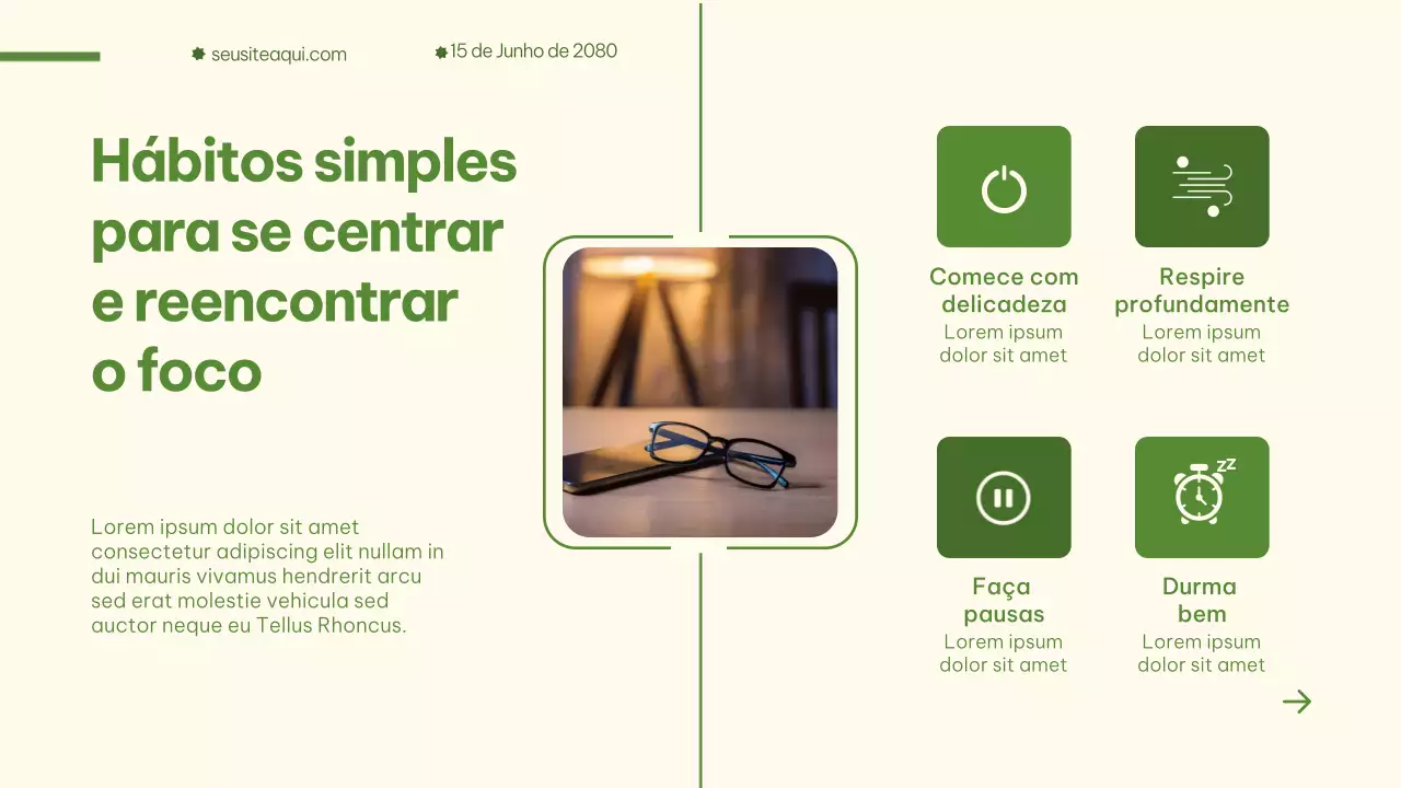 Apresentação de anúncio de bem-estar minimalista bege