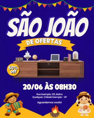 Postagem promocional de móveis festivos azuis no Instagram