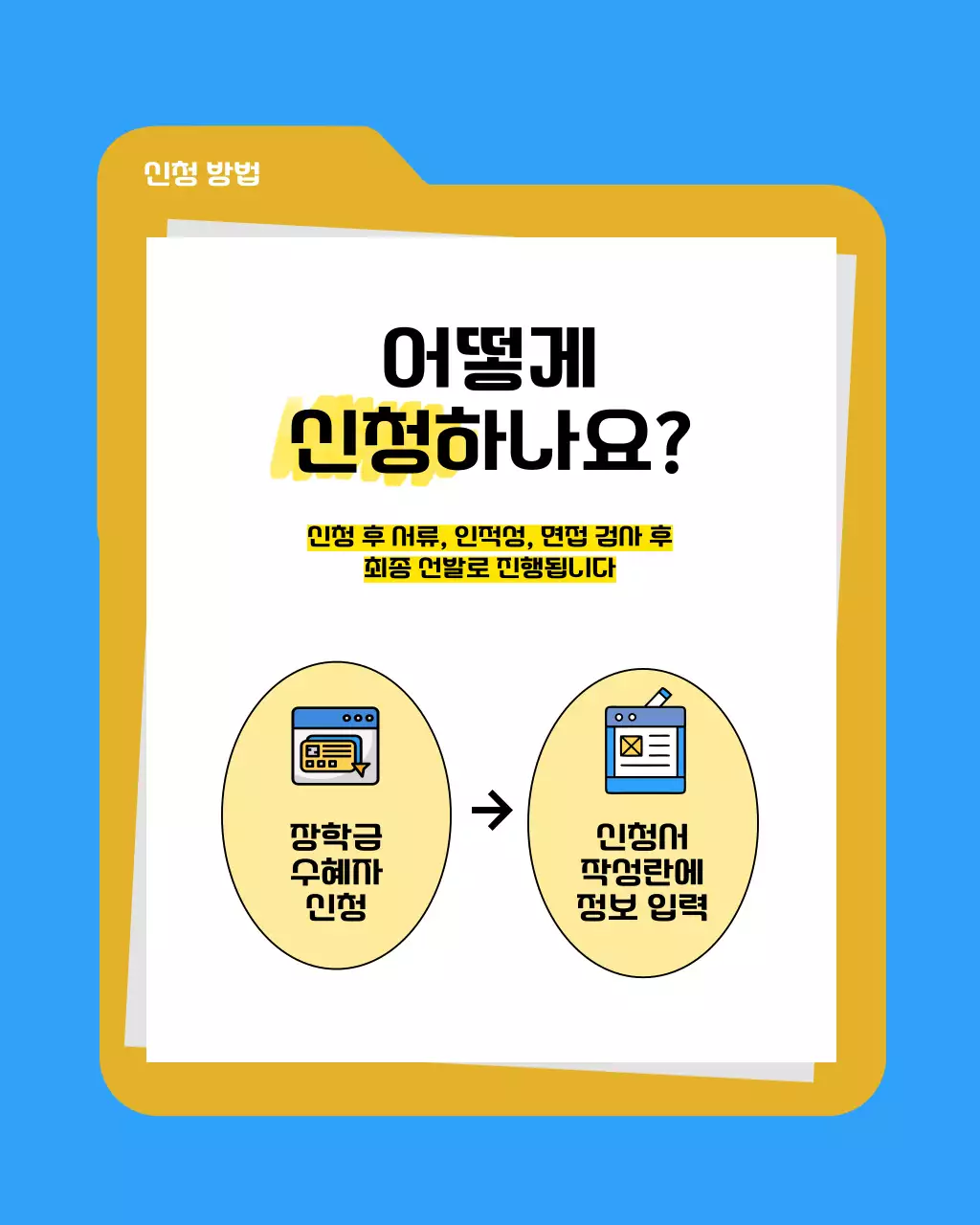 파랑과 노랑의 심플한 장학금 지원 소개서