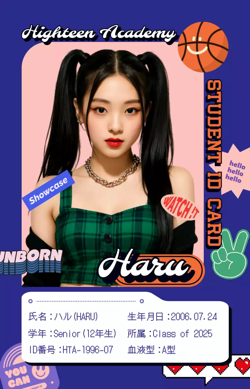 ネイビー ピンク ポップ 学生証 カード 推し活