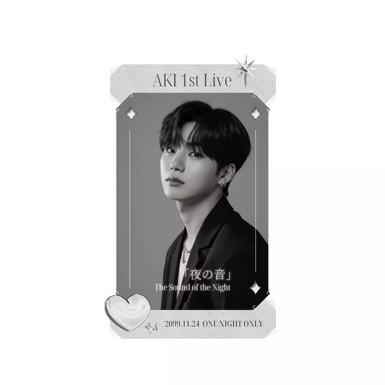 白黒 シンプル 音楽 ステッカー 推し活