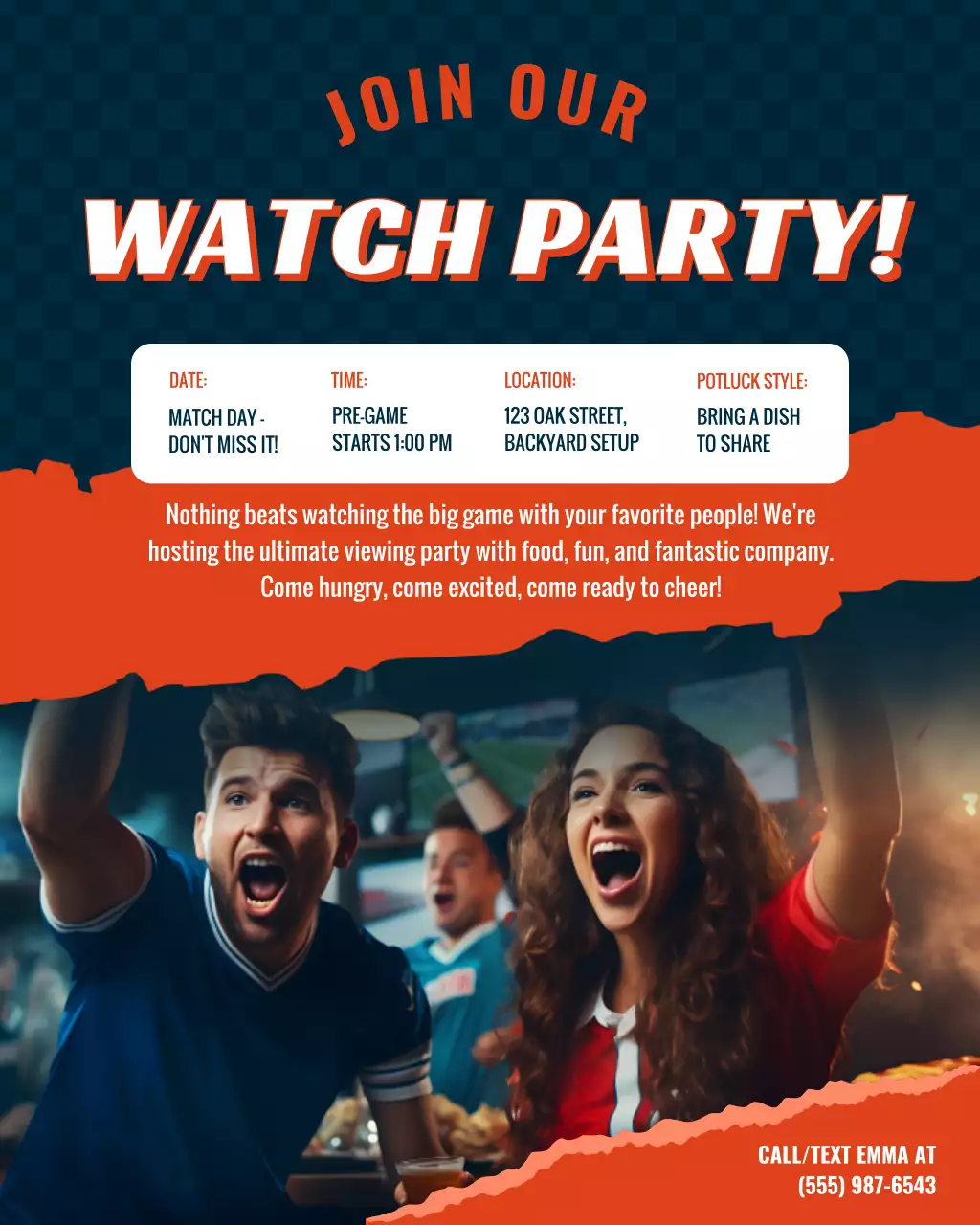 Orange Retro Watch Party Invitation Instagram Post