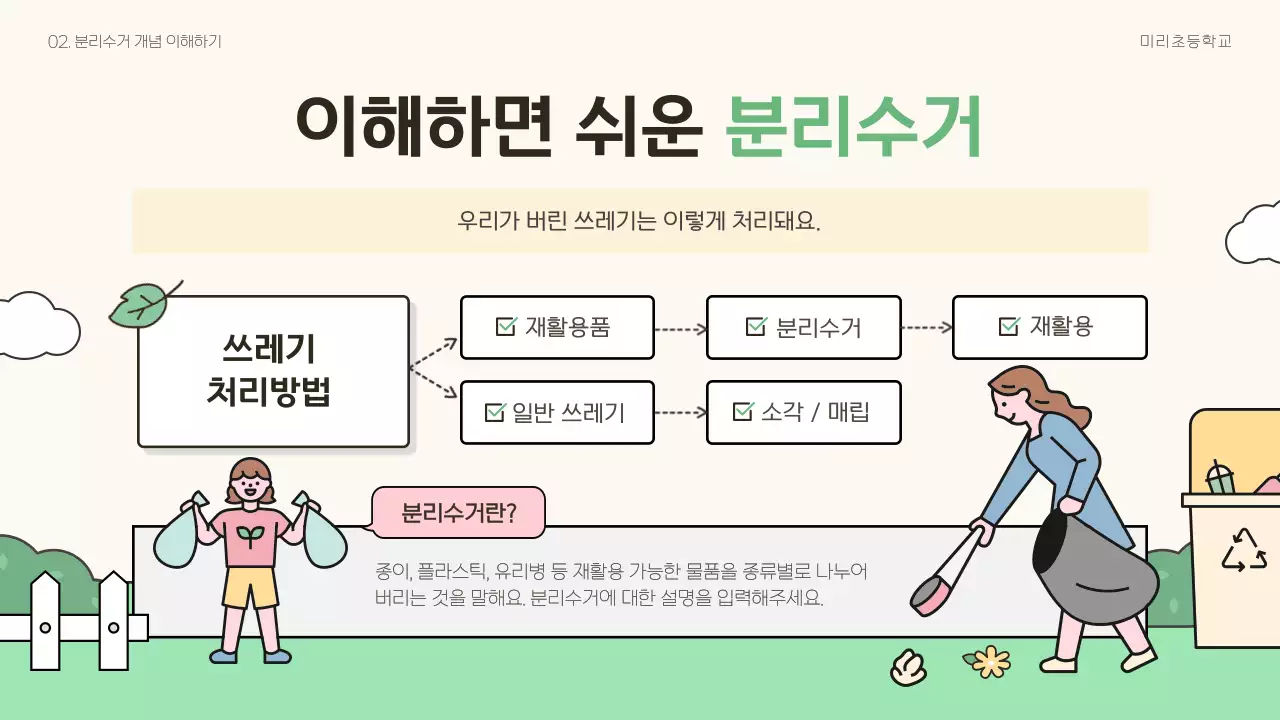 민트 아기자기한 환경 교육