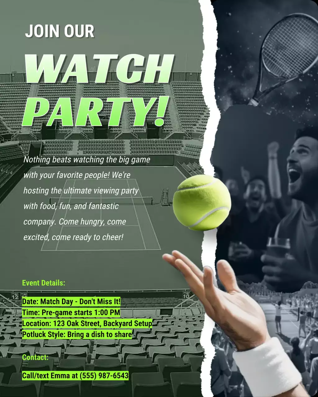 Green Modern Tennis Event Invitation Instagram Post
