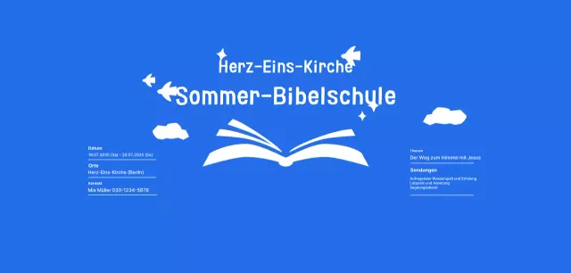 Blue Simple Sommerbibelschulveranstaltung