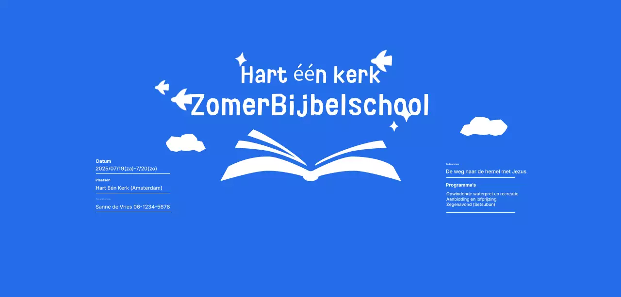 Blue Simple Zomerbijbelschoolevenement