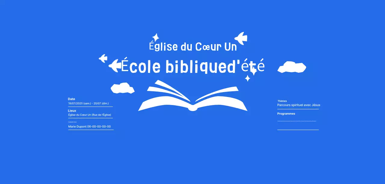 Événement de l'école biblique d'été Blue Simple