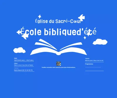 Événement de l'école biblique d'été Blue Simple