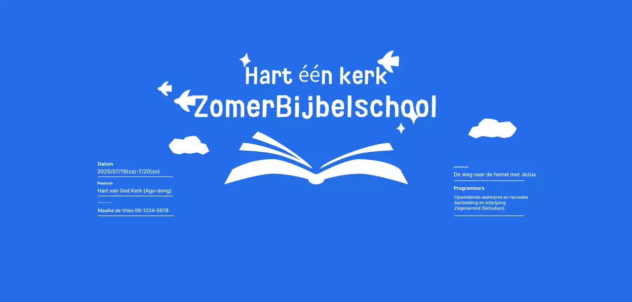 Blue Simple Zomerbijbelschoolevenement