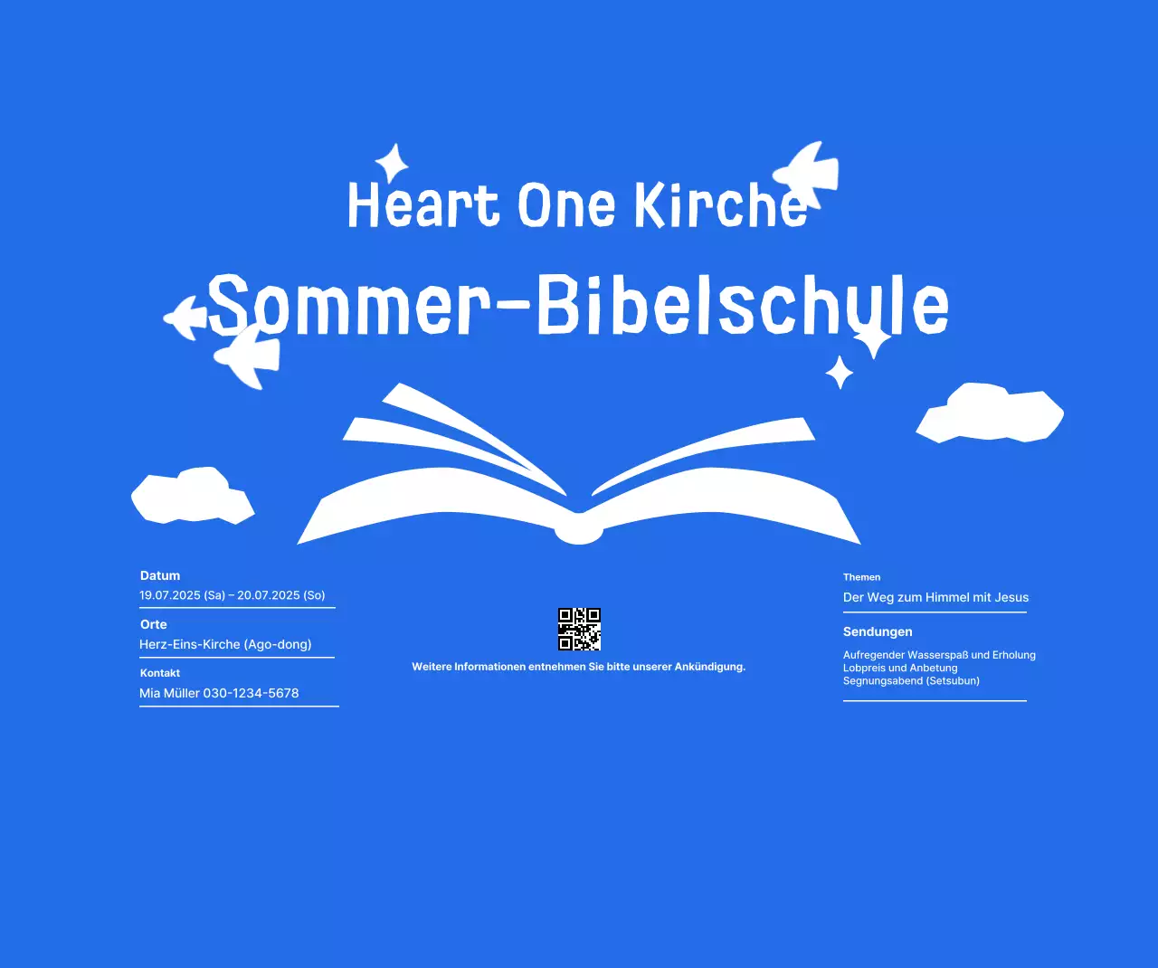 Blue Simple Sommerbibelschulveranstaltung