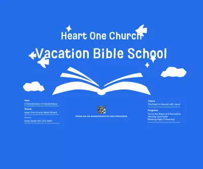 Acara Sekolah Alkitab Musim Panas Blue Simple