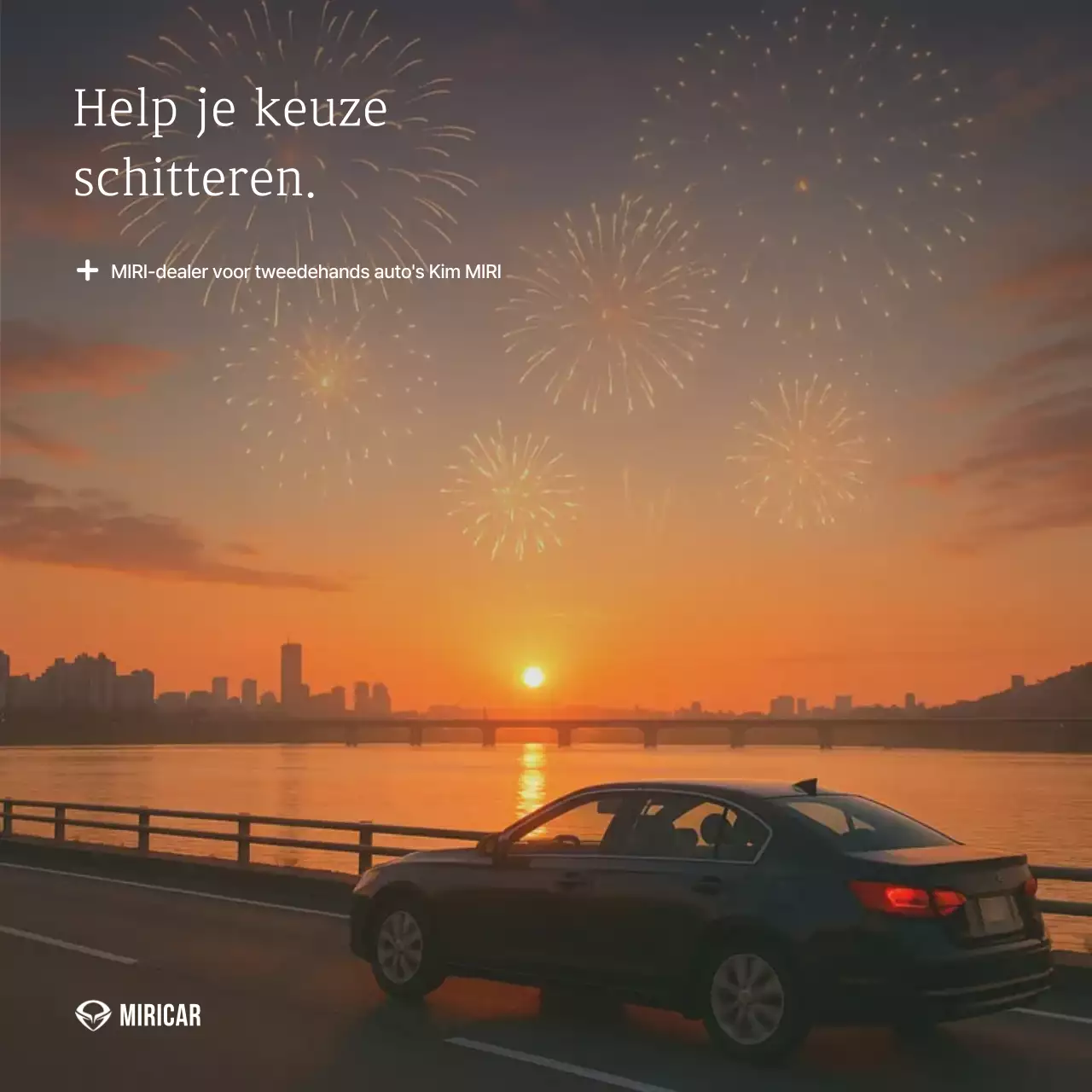 Oranje moderne auto-advertentie