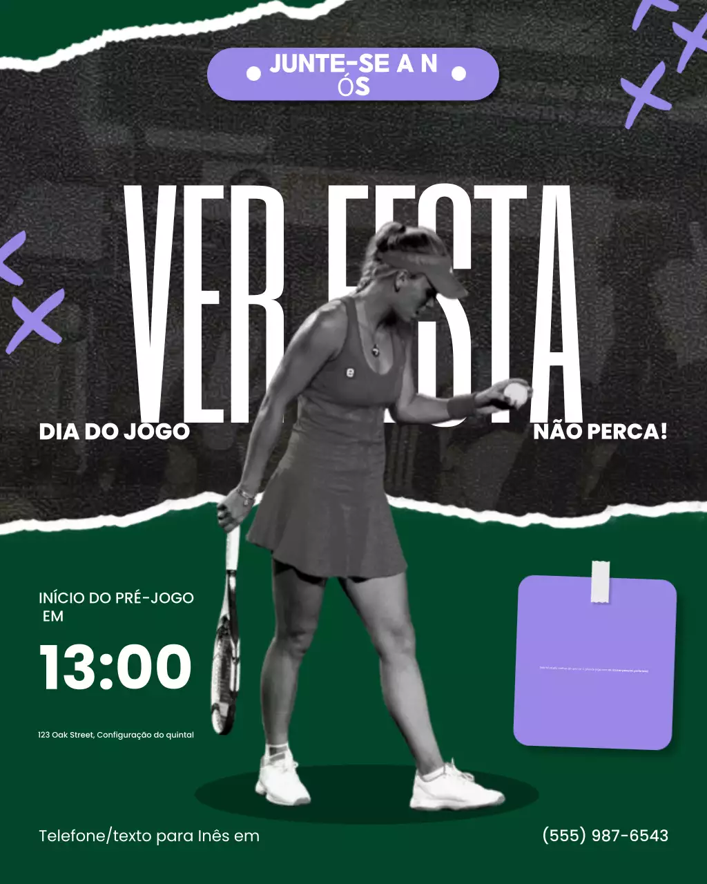 Postagem no Instagram do evento Festa do Relógio de Tênis Verde e Roxo