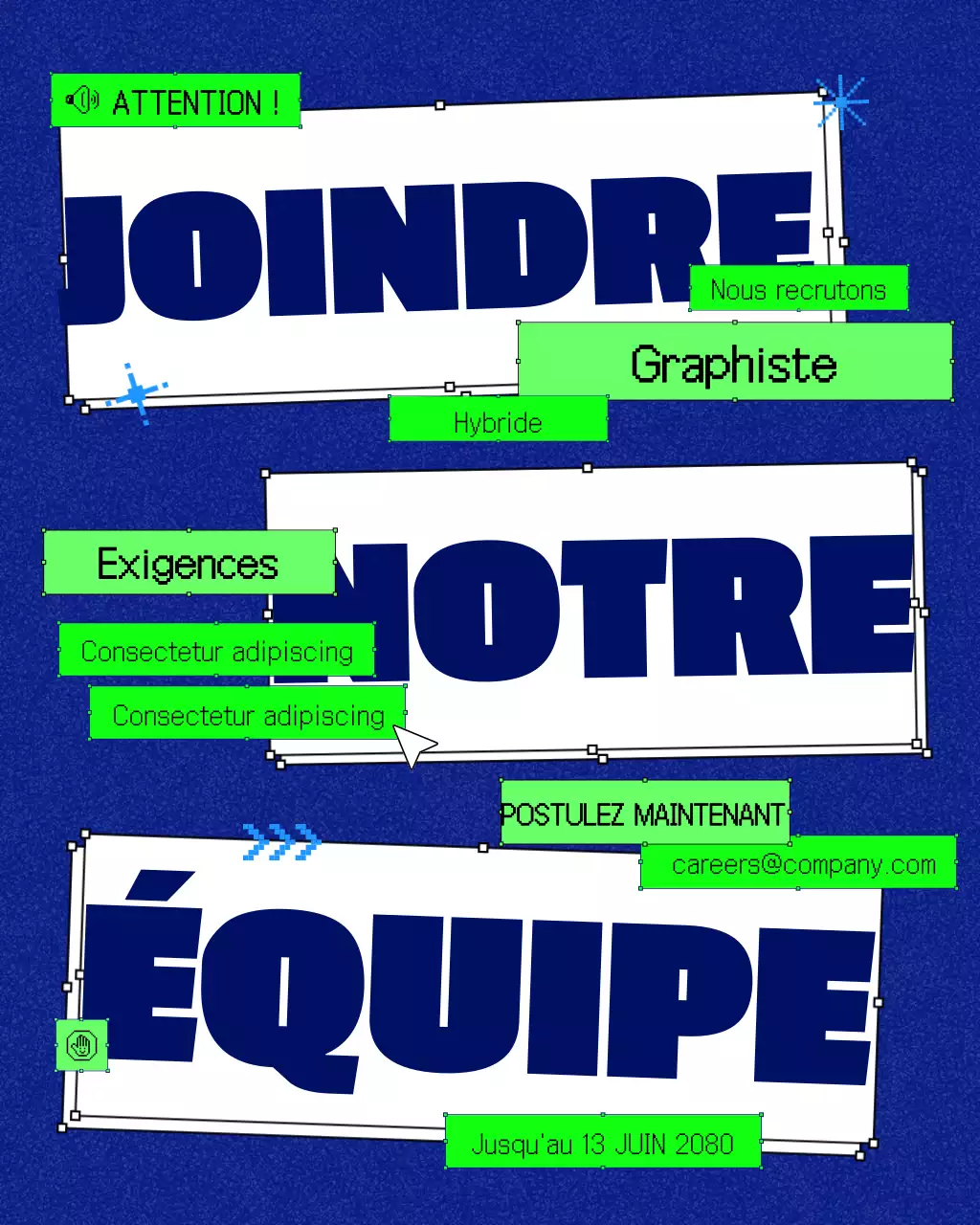 Publication Instagram annonçant le recrutement du néo-brutalisme bleu