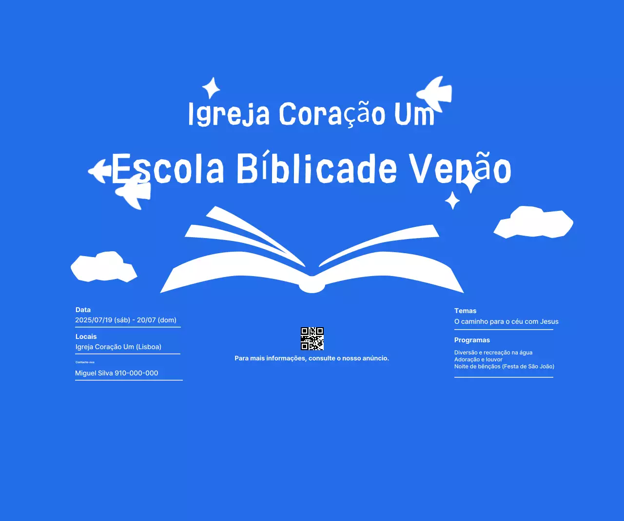 Evento da Escola Bíblica de Verão Blue Simple
