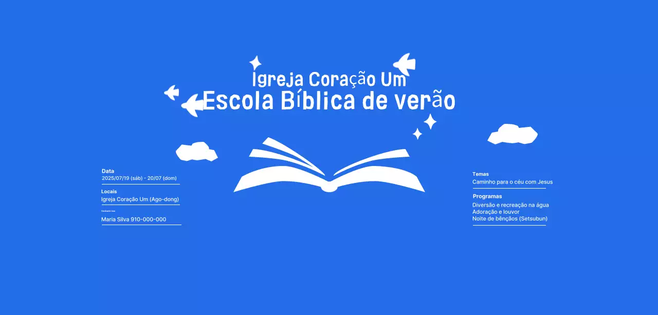 Evento da Escola Bíblica de Verão Blue Simple