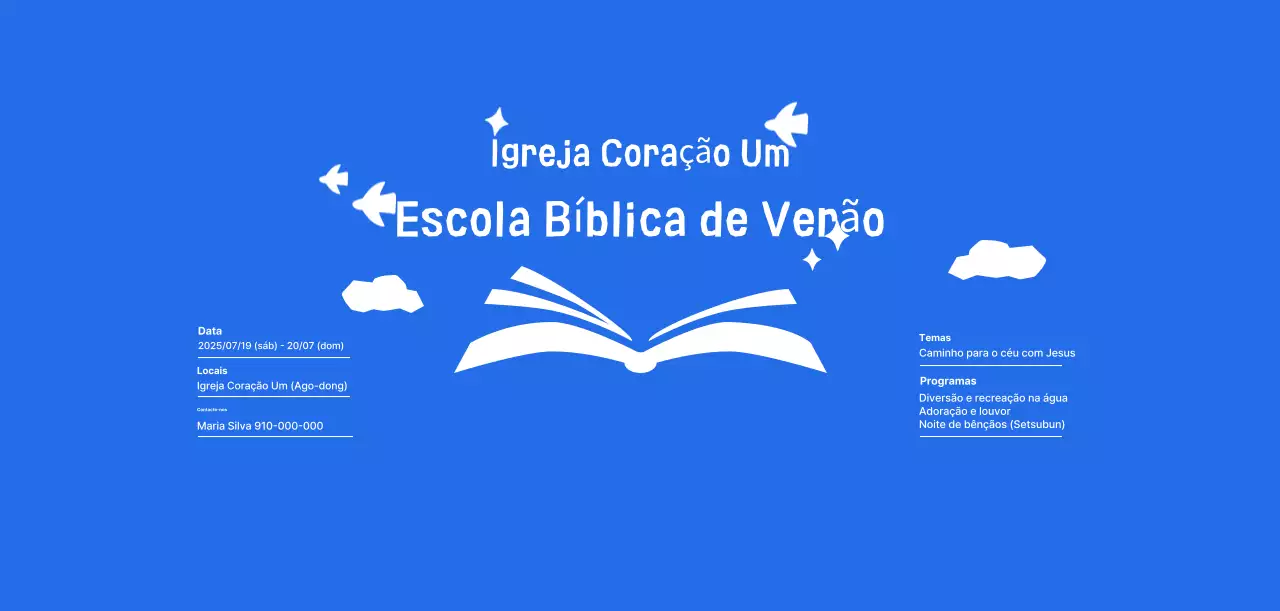 Evento da Escola Bíblica de Verão Blue Simple