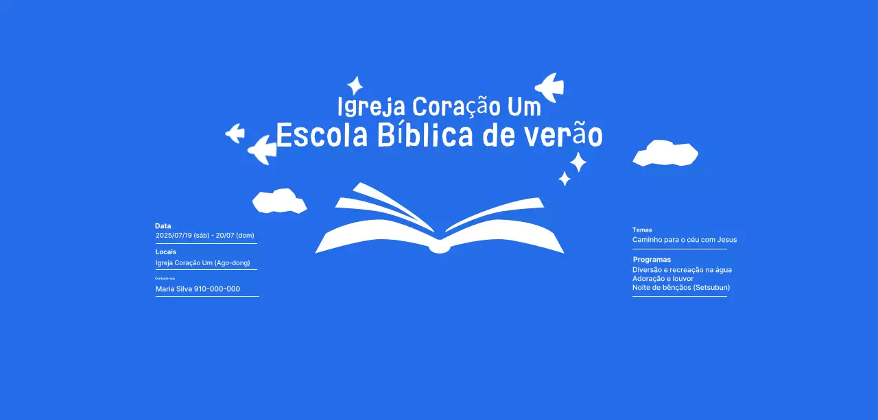 Evento da Escola Bíblica de Verão Blue Simple