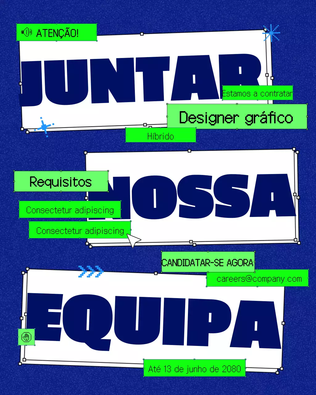Anúncio de recrutamento do Blue Neo-Brutalism no Instagram