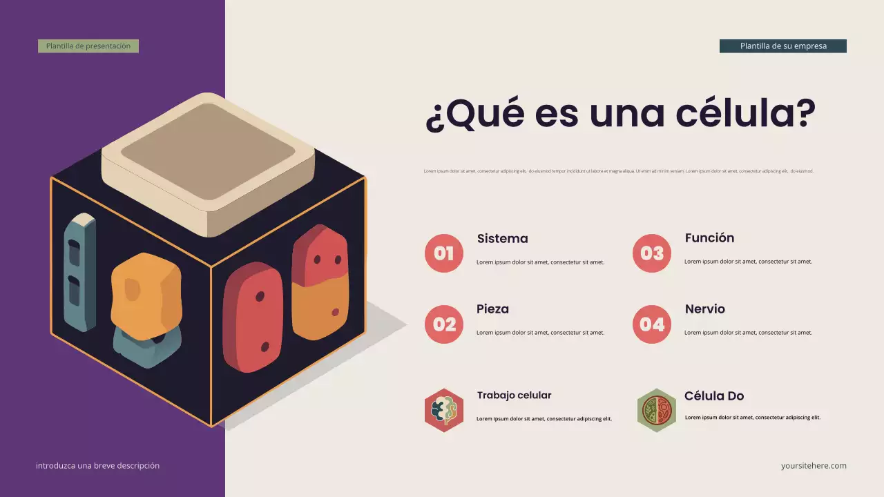 Presentación de biología isométrica moderna en verde azulado