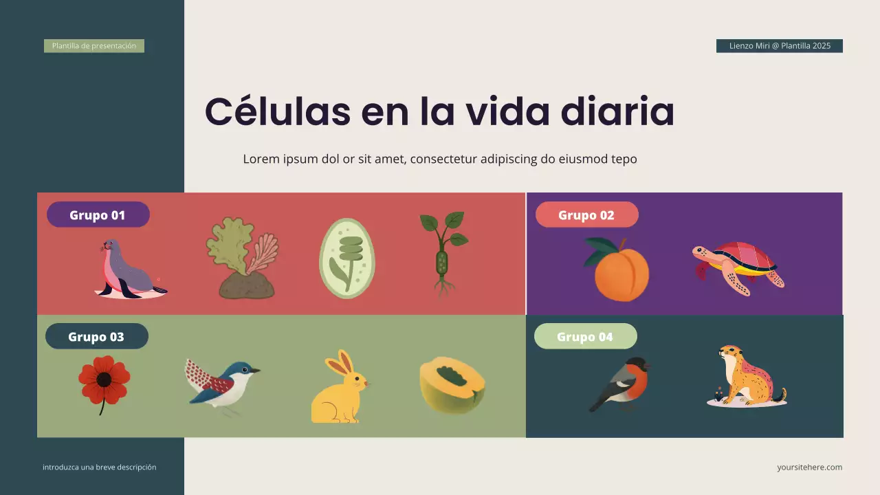 Presentación de biología isométrica moderna en verde azulado