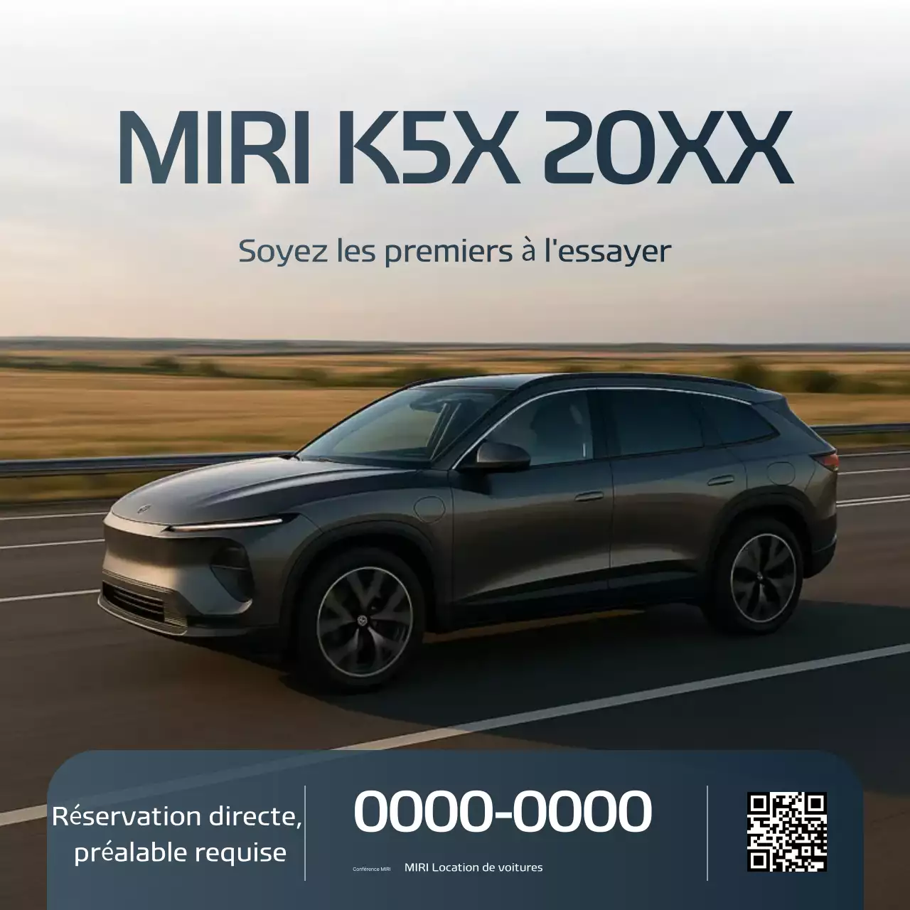 Publicité de location de voiture grise moderne