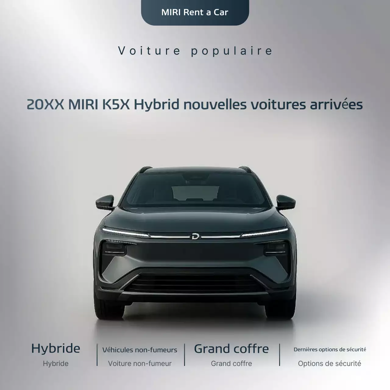 Publicité de location de voiture grise moderne