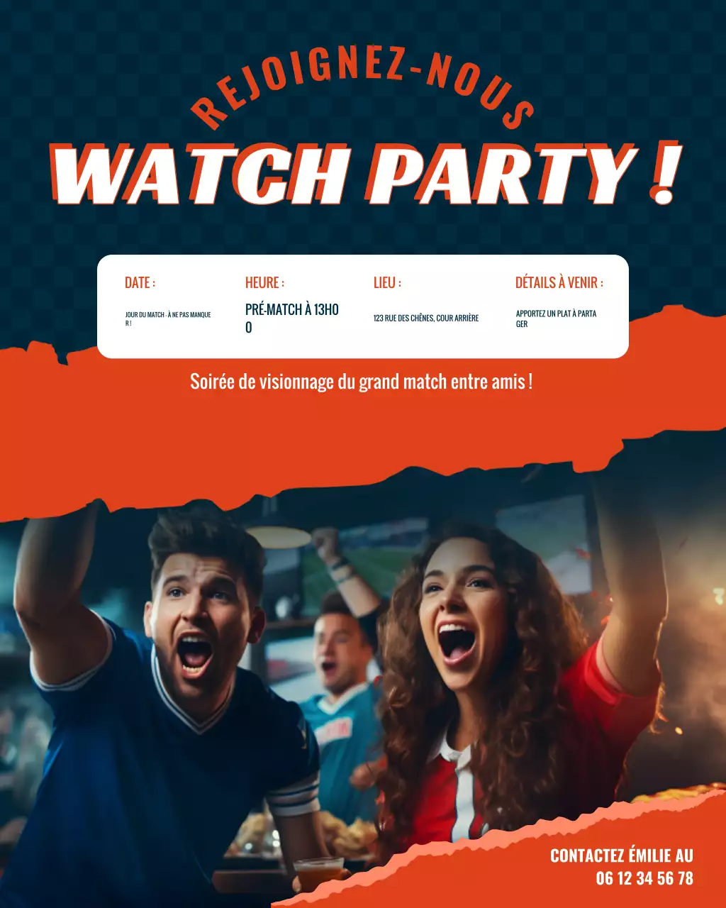 Invitation à une soirée de visionnage rétro orange sur Instagram