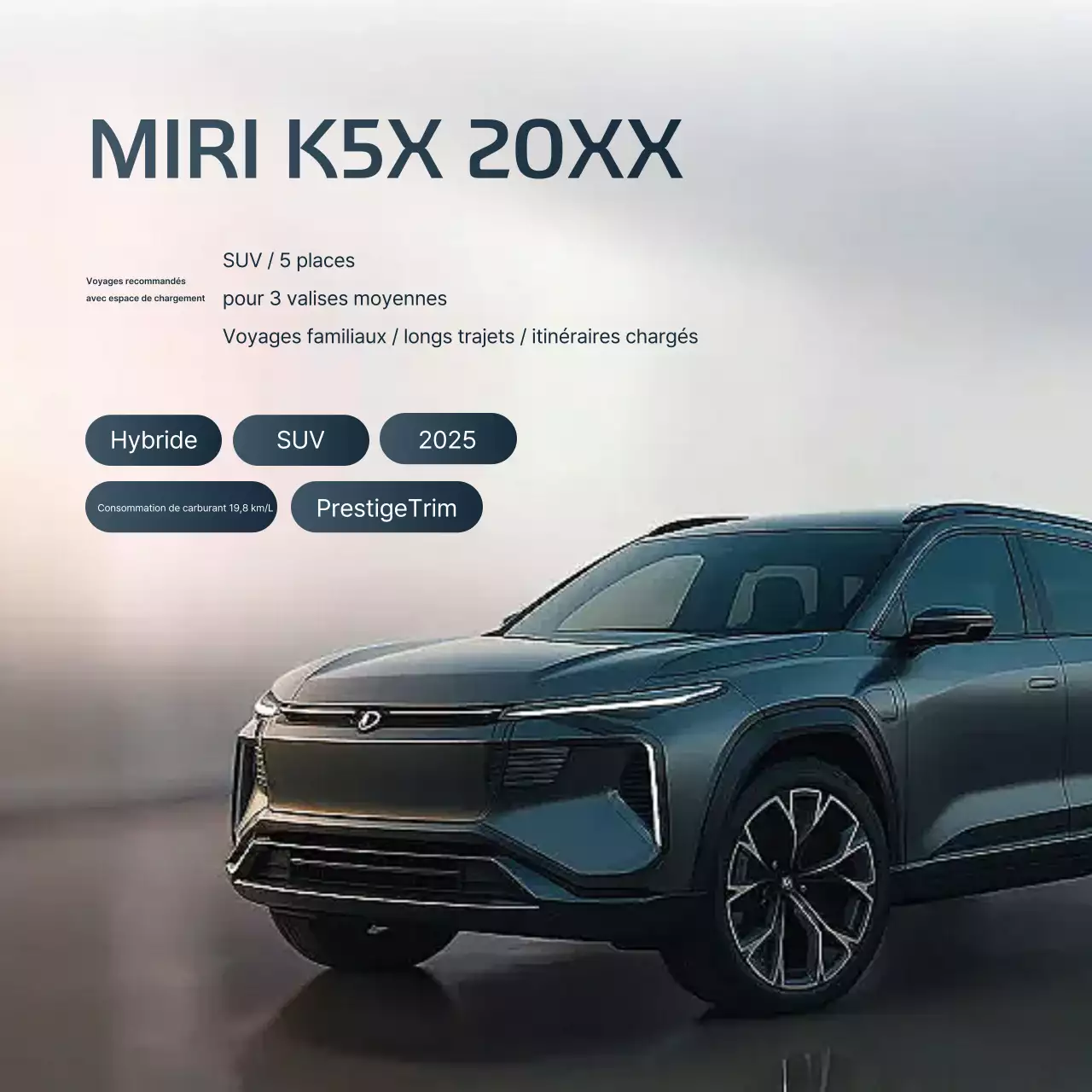 Publicité de location de voiture grise moderne