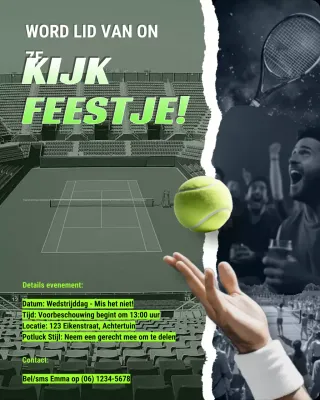 uitnodiging voor groen modern tennisevenement