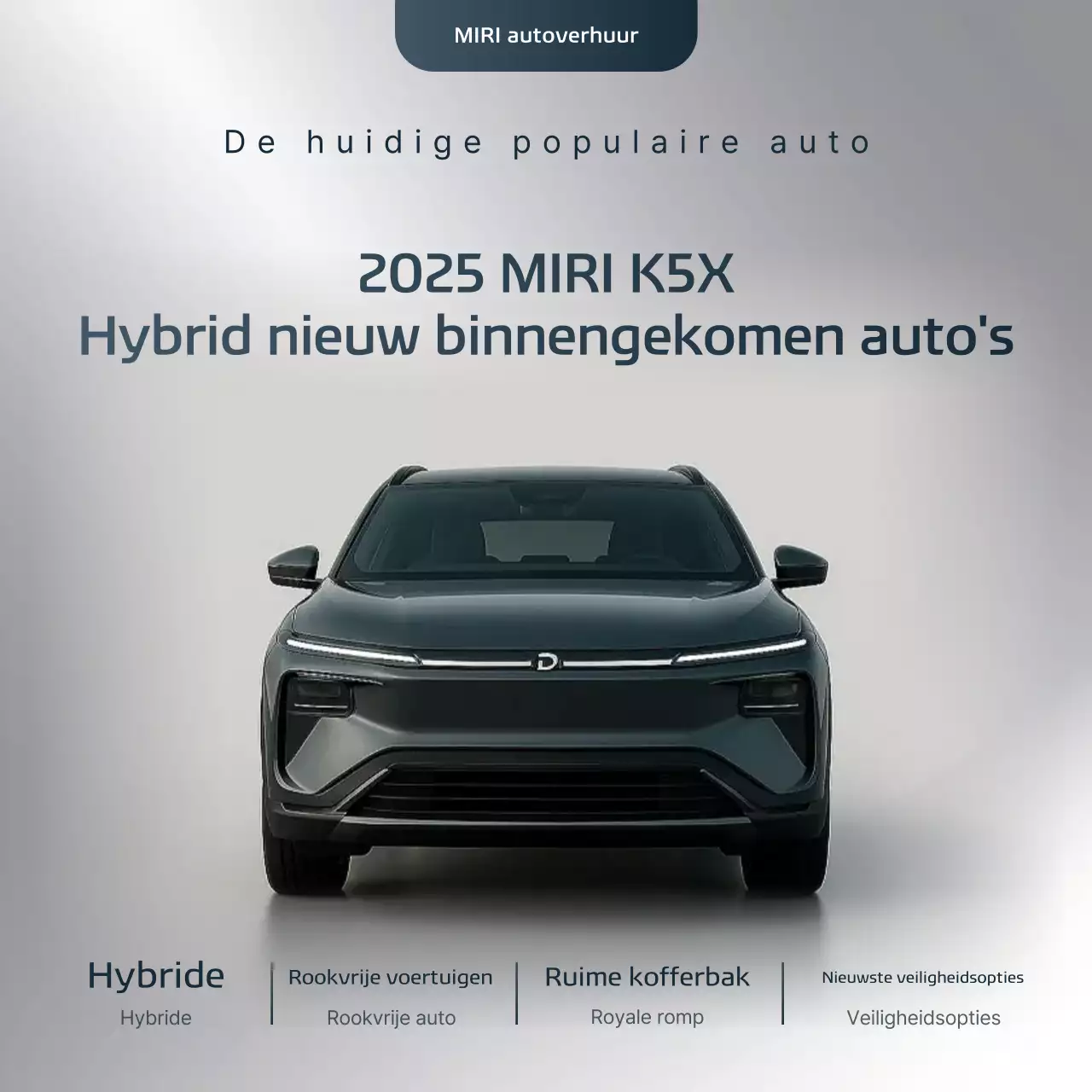 Advertentie voor grijze moderne huurauto's