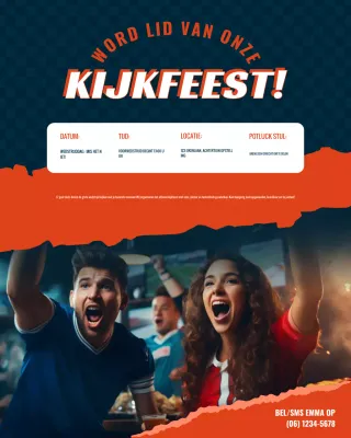 Uitnodiging voor een Orange Retro Watch Party op Instagram