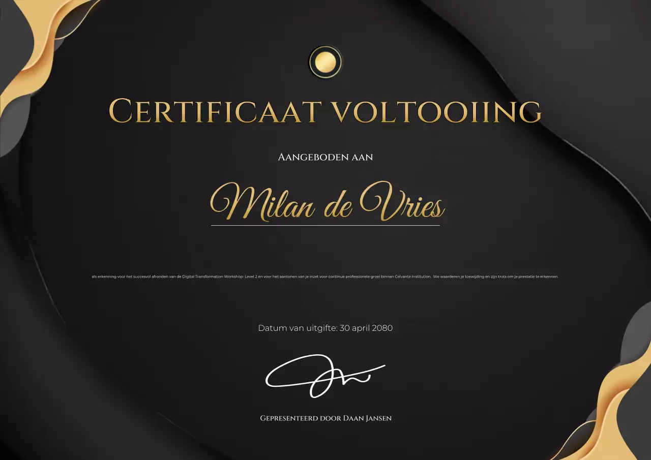 Gouden elegante certificaatdocumentposter