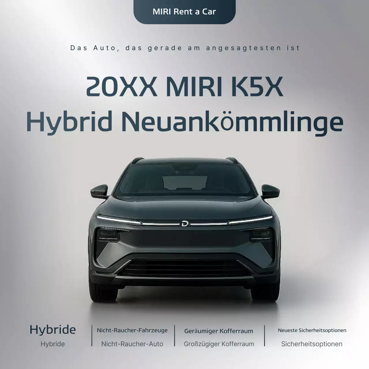 Graue moderne Mietwagenwerbung