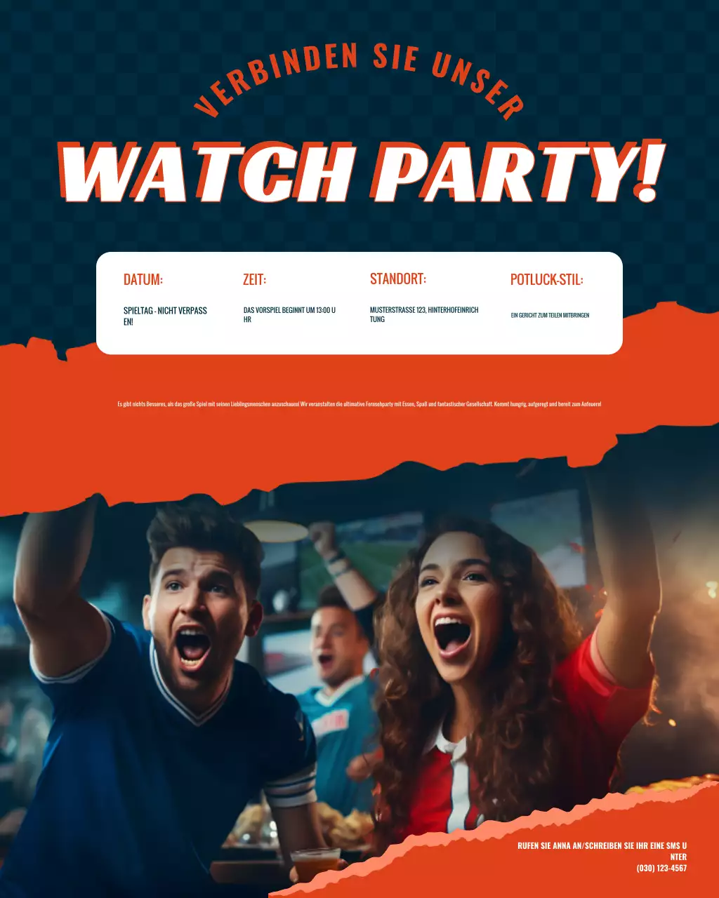 Orange Retro Watch Party Einladung Instagram Post