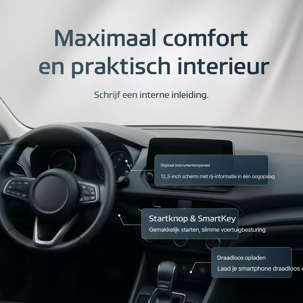 Advertentie voor grijze moderne huurauto's