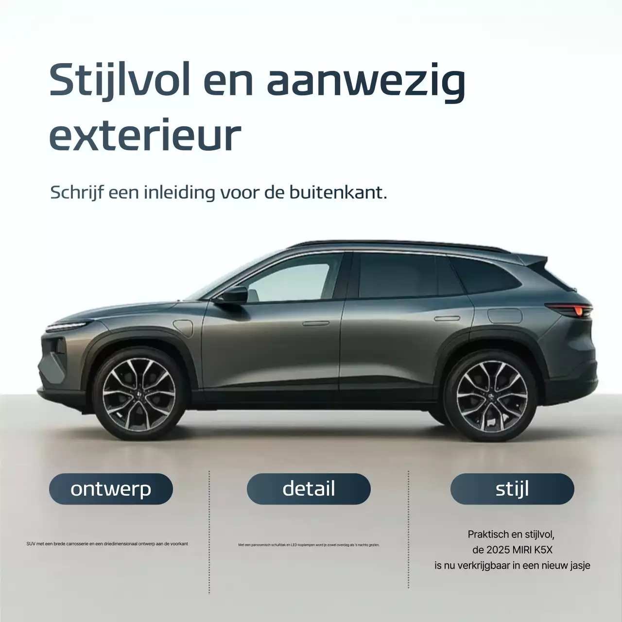 Advertentie voor grijze moderne huurauto's