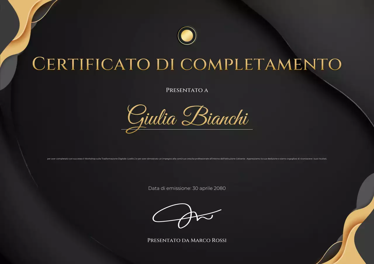 Poster elegante del certificato in oro