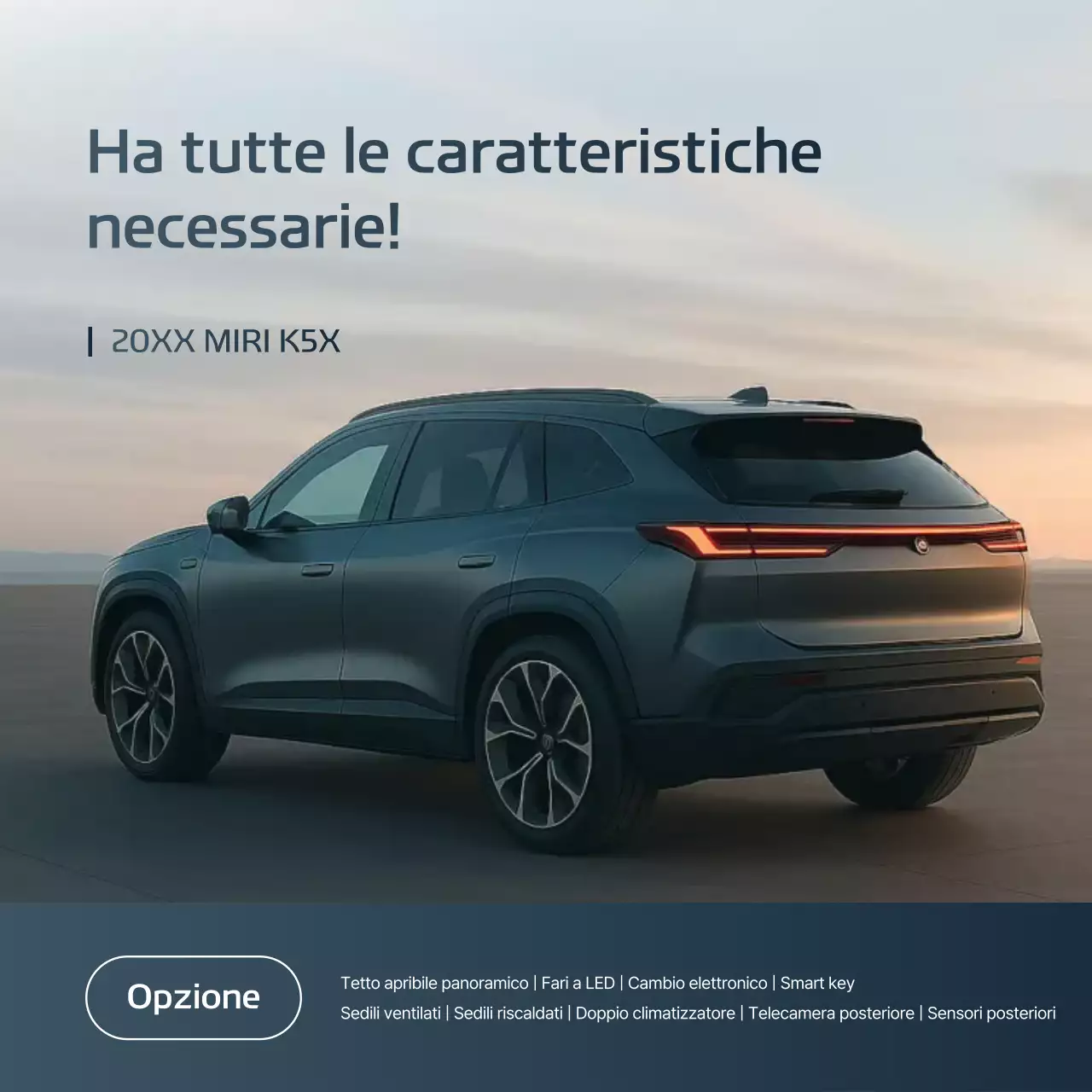 Pubblicità di un'auto a noleggio moderna grigia