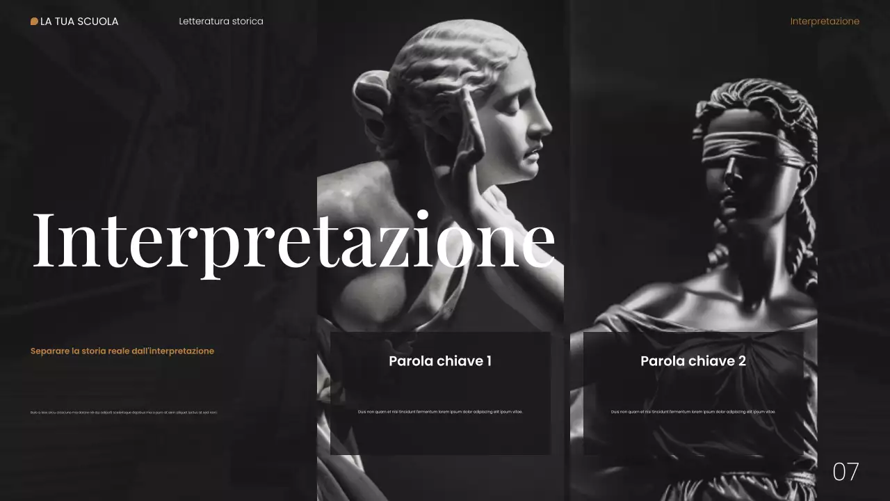 Presentazione web sulla letteratura storica moderna