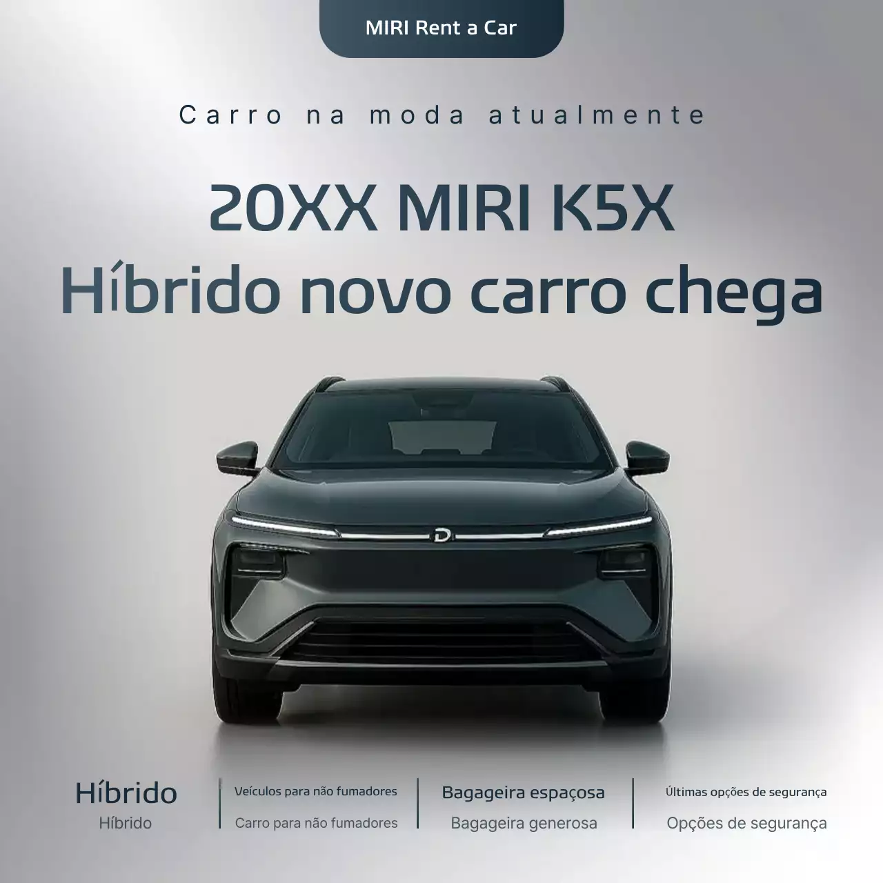 Anúncio de aluguel de carro moderno cinza
