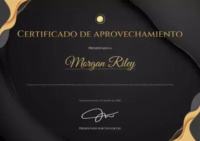 Póster de documento con certificado elegante dorado